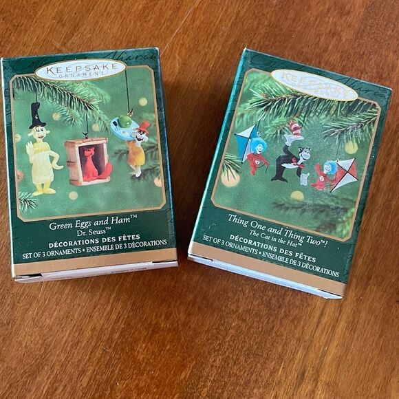 Set of 2 Dr. Seuss Miniature Ornament Sets from 2000, 2001 - Picture 1 of 5